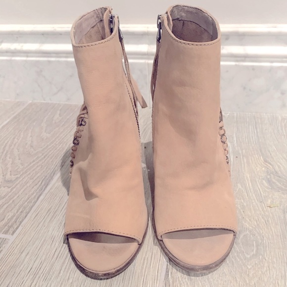 Dolce Vita Noralee Peep Toe Suede Fringe Boots - Picture 3 of 7